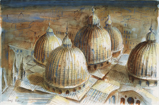 Kuppeln von San Marco, Venedig, Tuschfeder und Aquarell, 2010