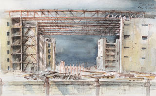 Palast der Republik im Abriss, Aquarell, 2008