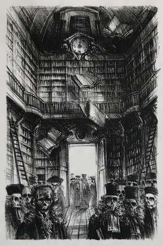 Zu: Heinrich Heine, Ein Bibliothekstraum, Lithographie, 2001